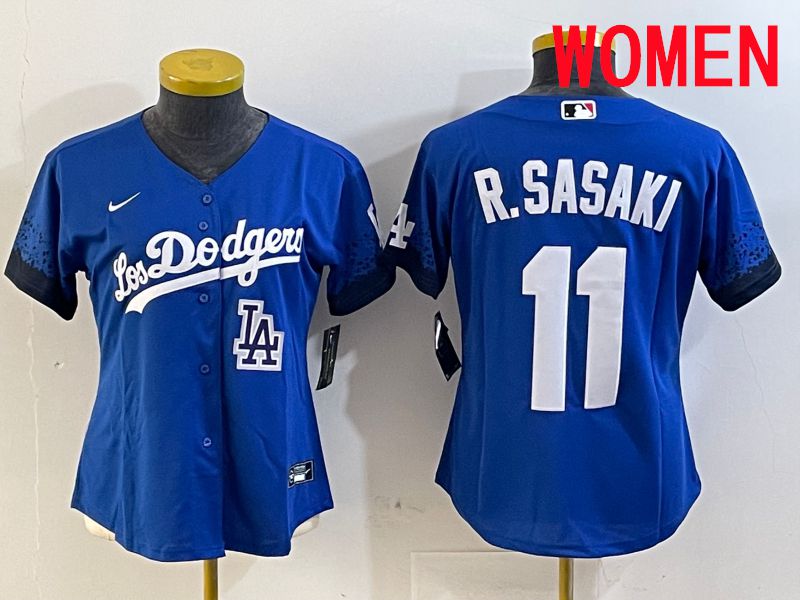 Women Los Angeles Dodgers #11 R.Sasaki Blue City Edition Game 2025 Nike MLB Jersey style 5